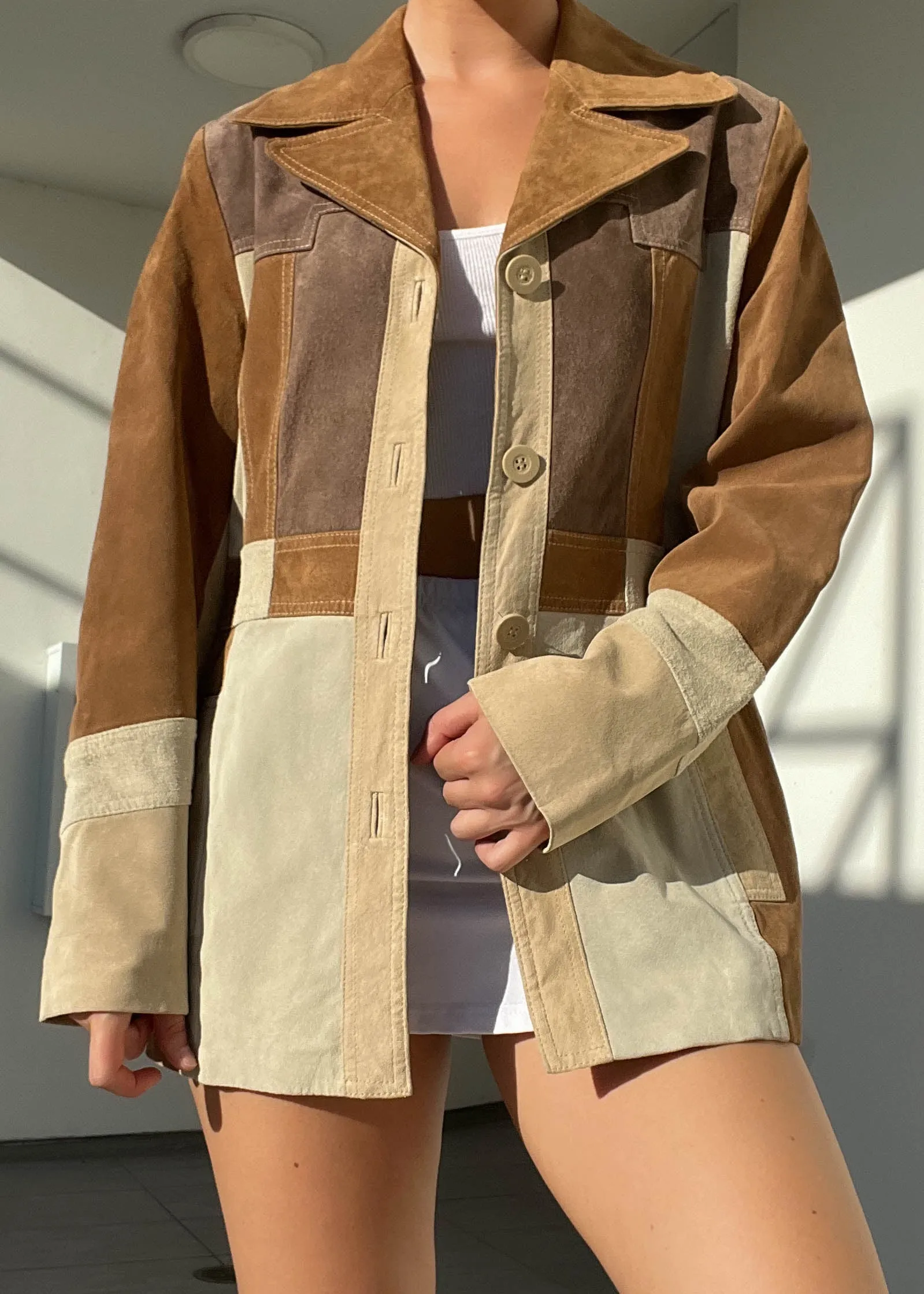 90's Patchwork Suede Jacket (M-L)