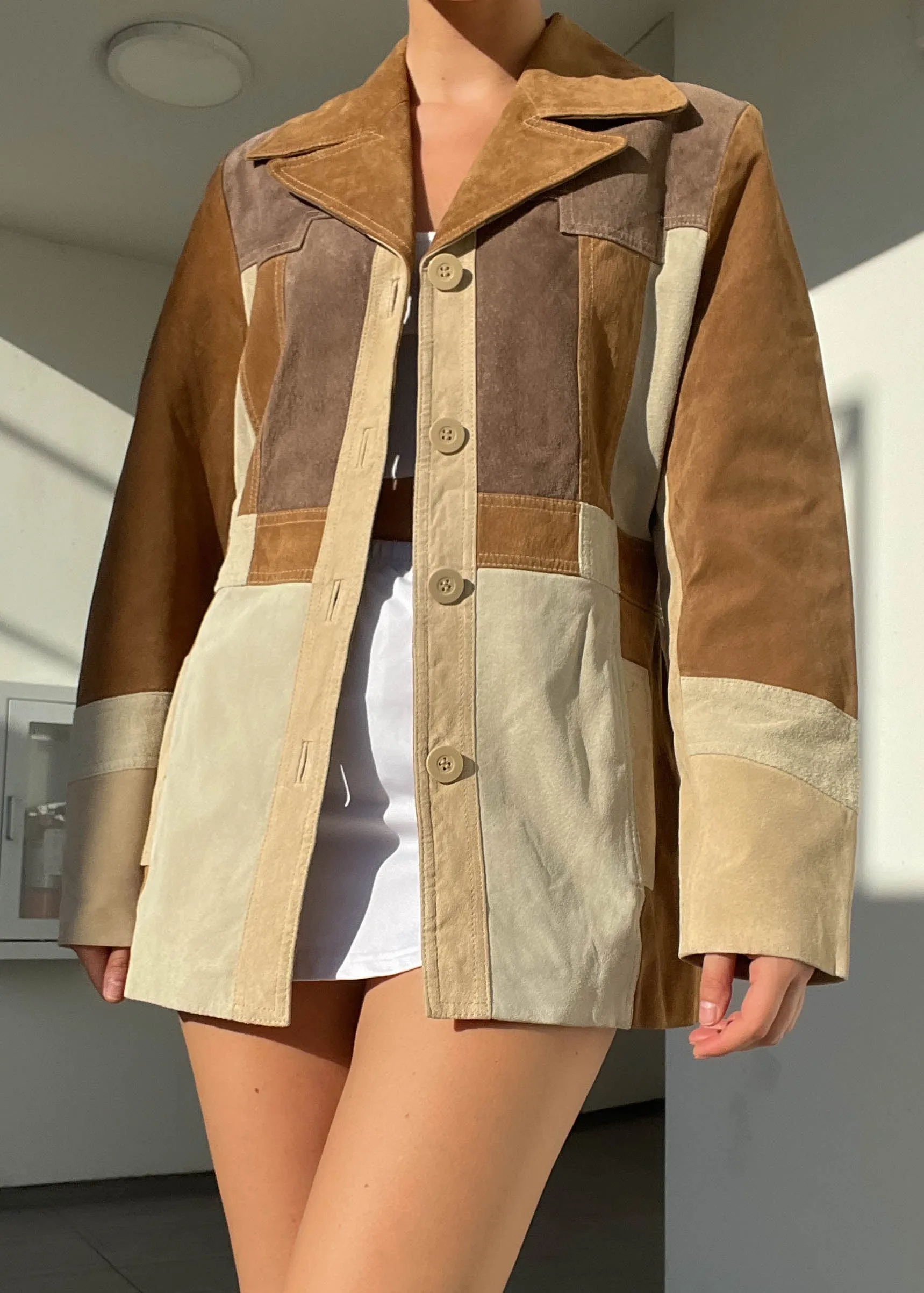 90's Patchwork Suede Jacket (M-L)