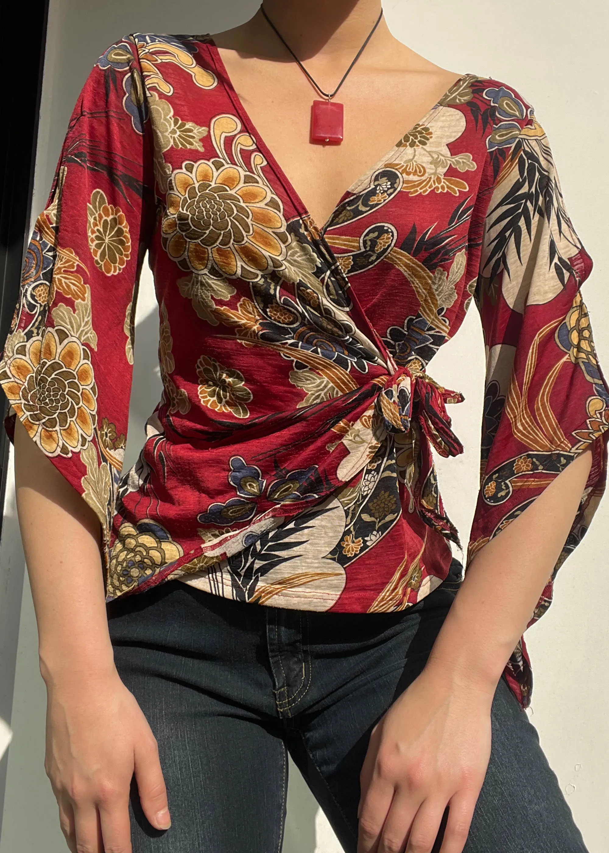 90's Printed Cutout Bell Sleeve (S-M)