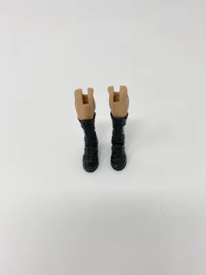 Black Laced Boots with white design on side (Tan)