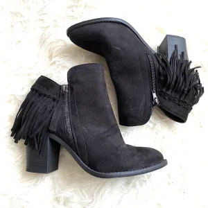 Charlotte Russe Black Fringe Booties- Size 8