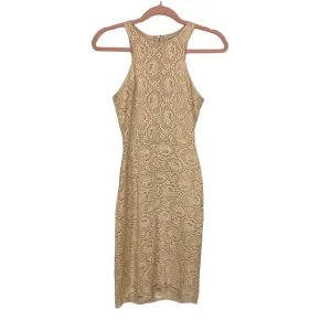 Charlotte Russe Tan Lace Sleeveless Dress- Size XS