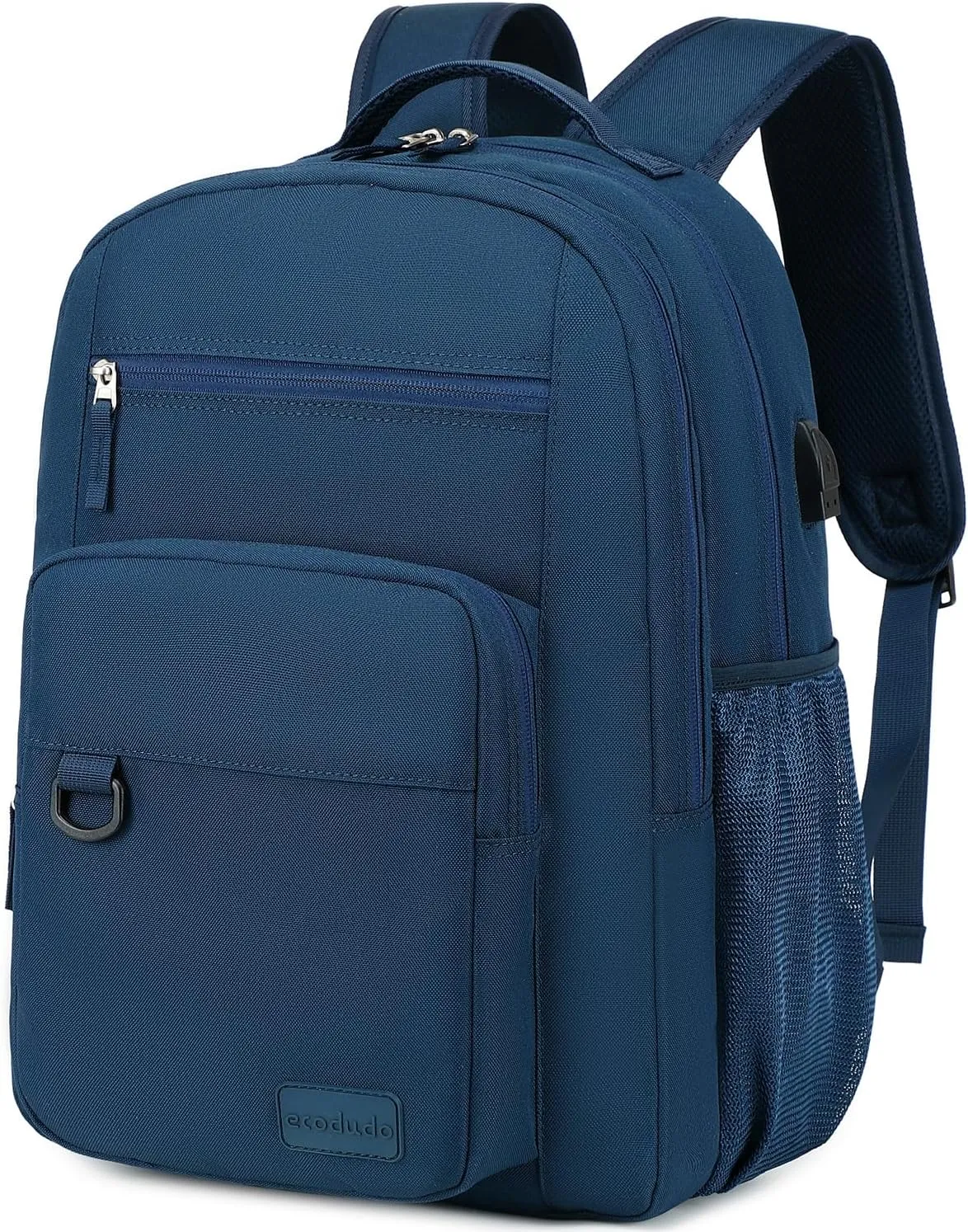 ecodudo School Backpack for Men and Women Water Resistant Daypack for College Work15.6 inch Laptop Bookbag with USB Charging Port (Navy)