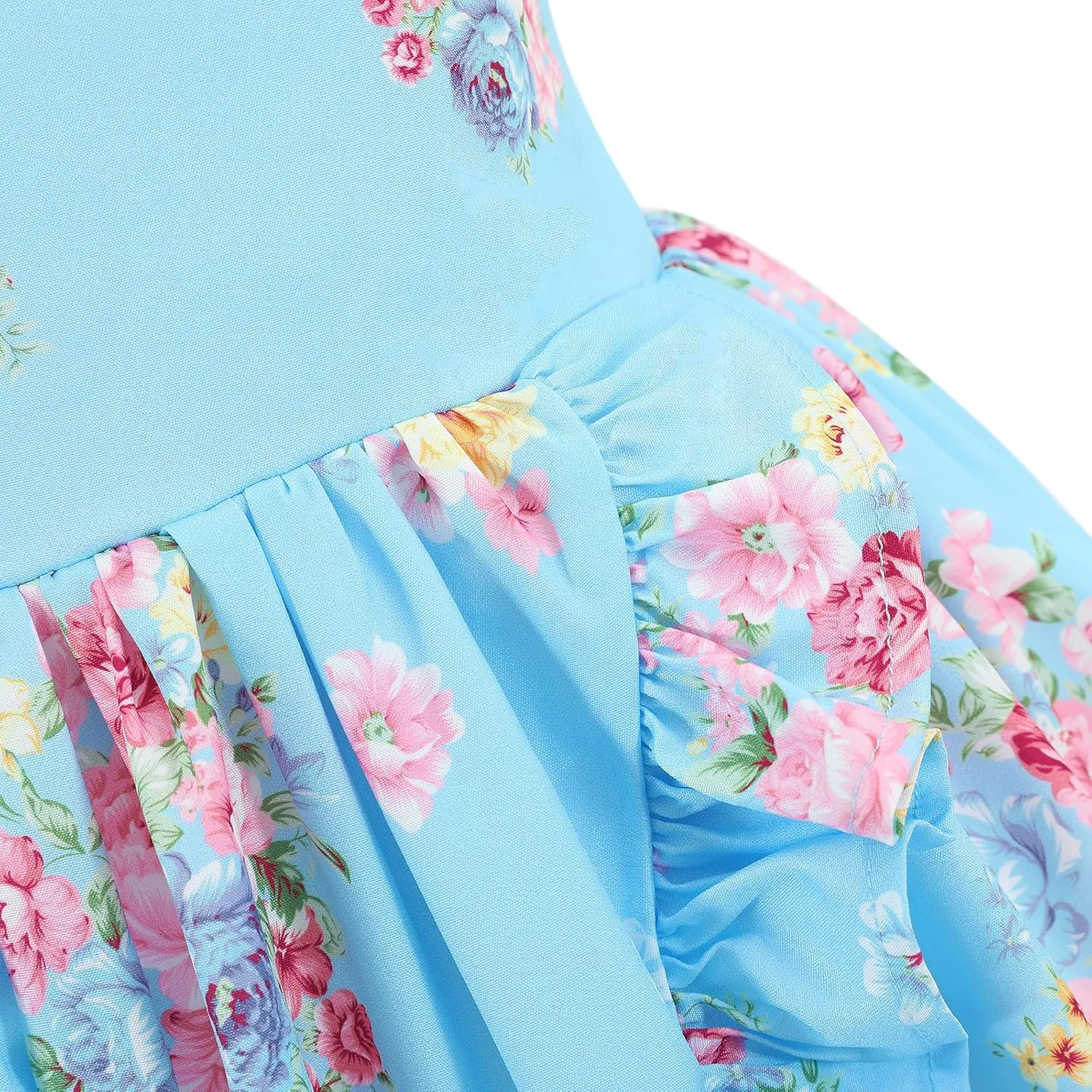 Flofallzique Floral Girls Maxi Dress Summer Spaghetti Strap Kids Vintage Boho Hi-Low Sundress