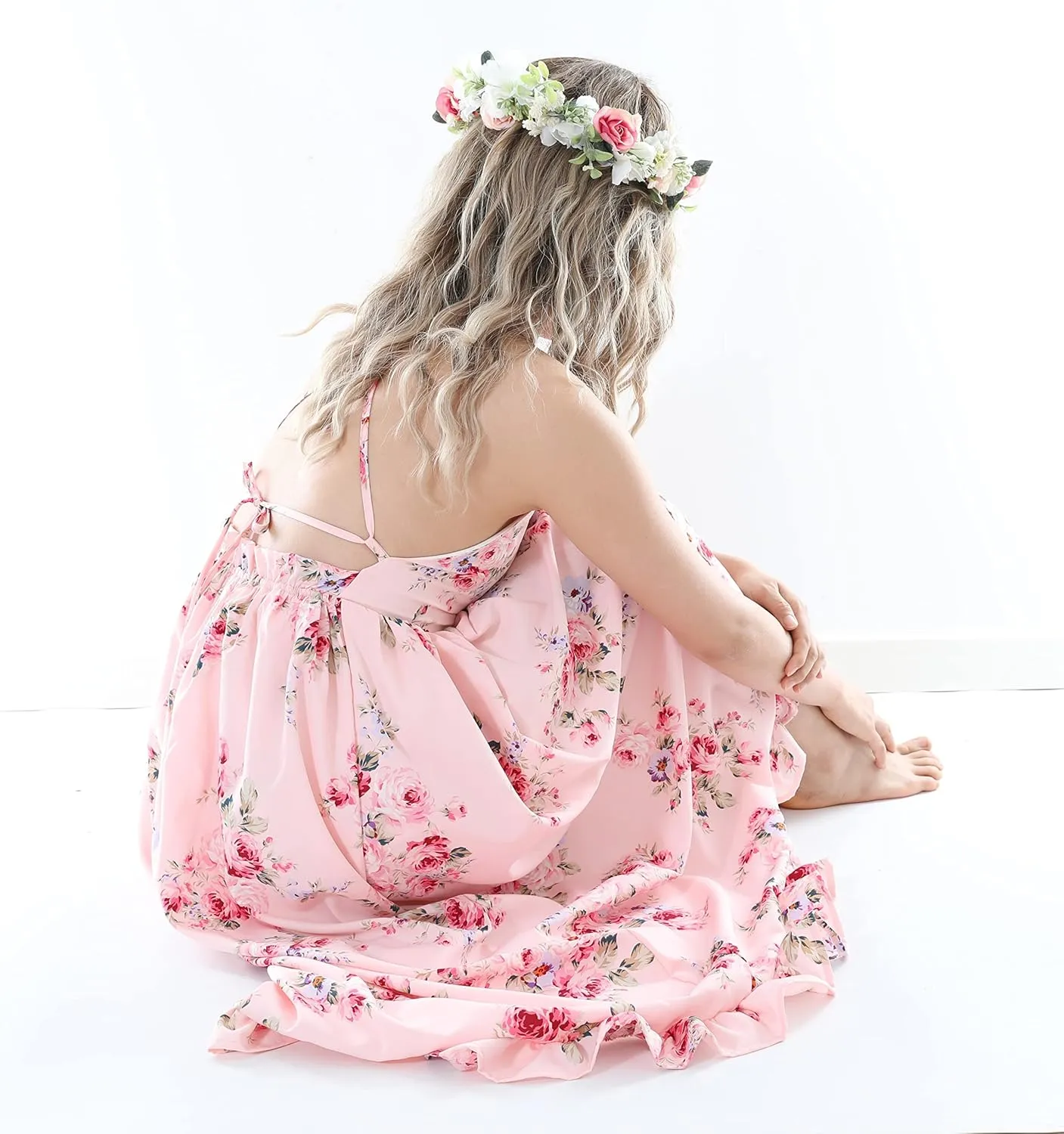 Flofallzique Floral Girls Maxi Dress Summer Spaghetti Strap Kids Vintage Boho Hi-Low Sundress
