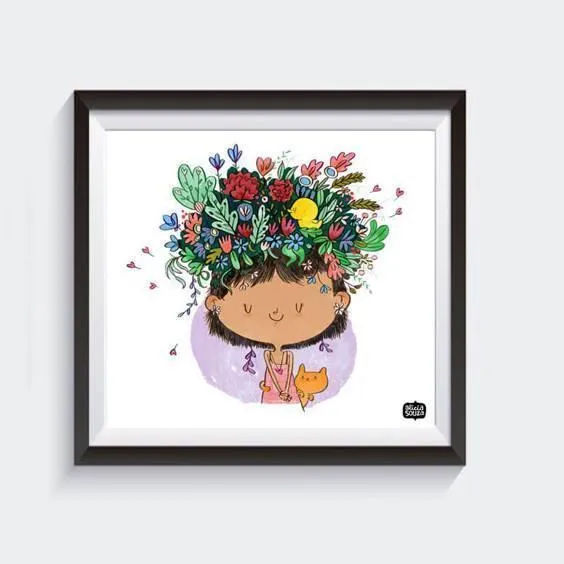 Flower On The Head Wall Art