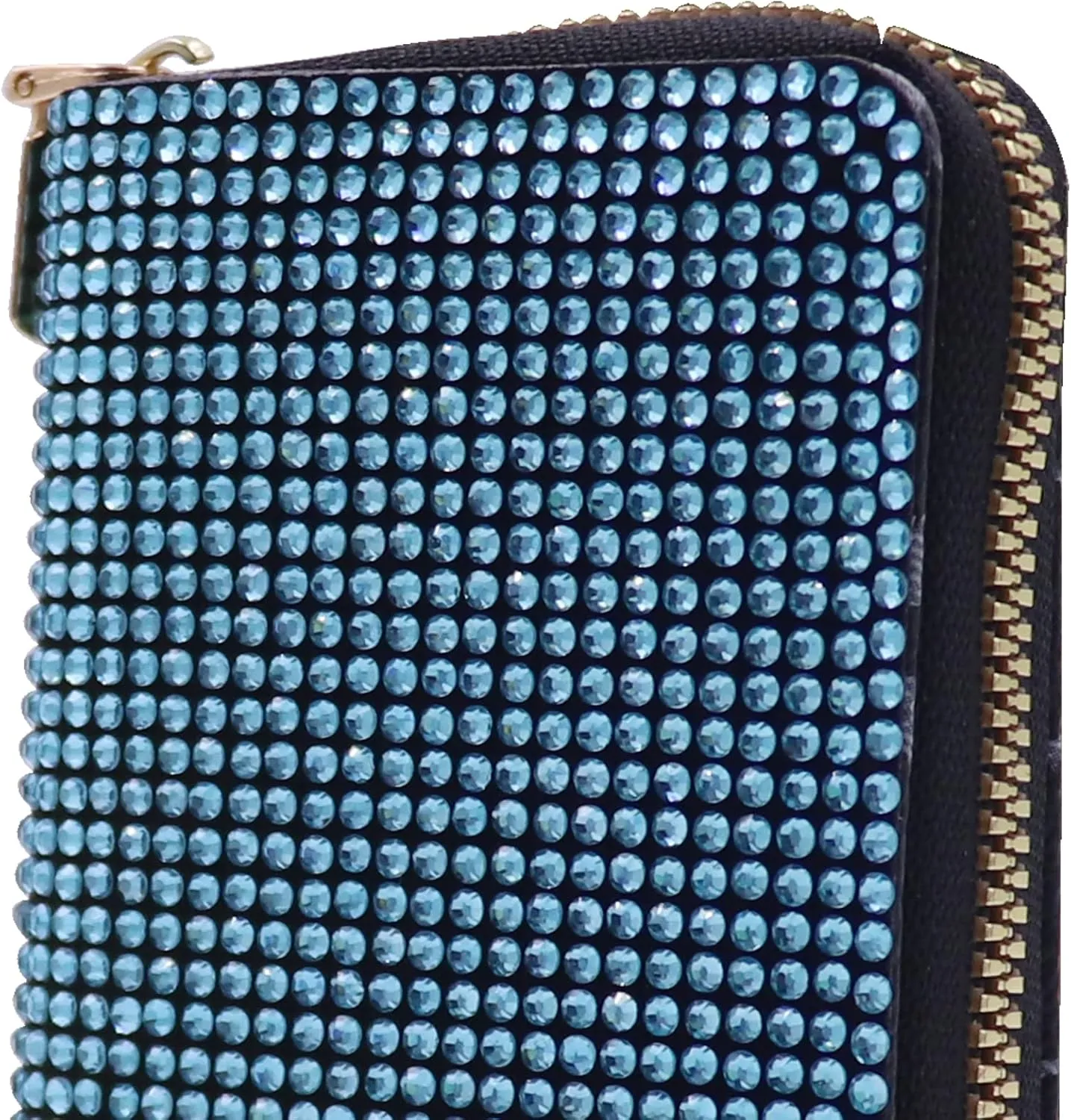 Glitter Rhinestone Wallet Shiny Purse Money Coin Mini Evening Clutch Bag Zipper Card Holder (Color : Blue)