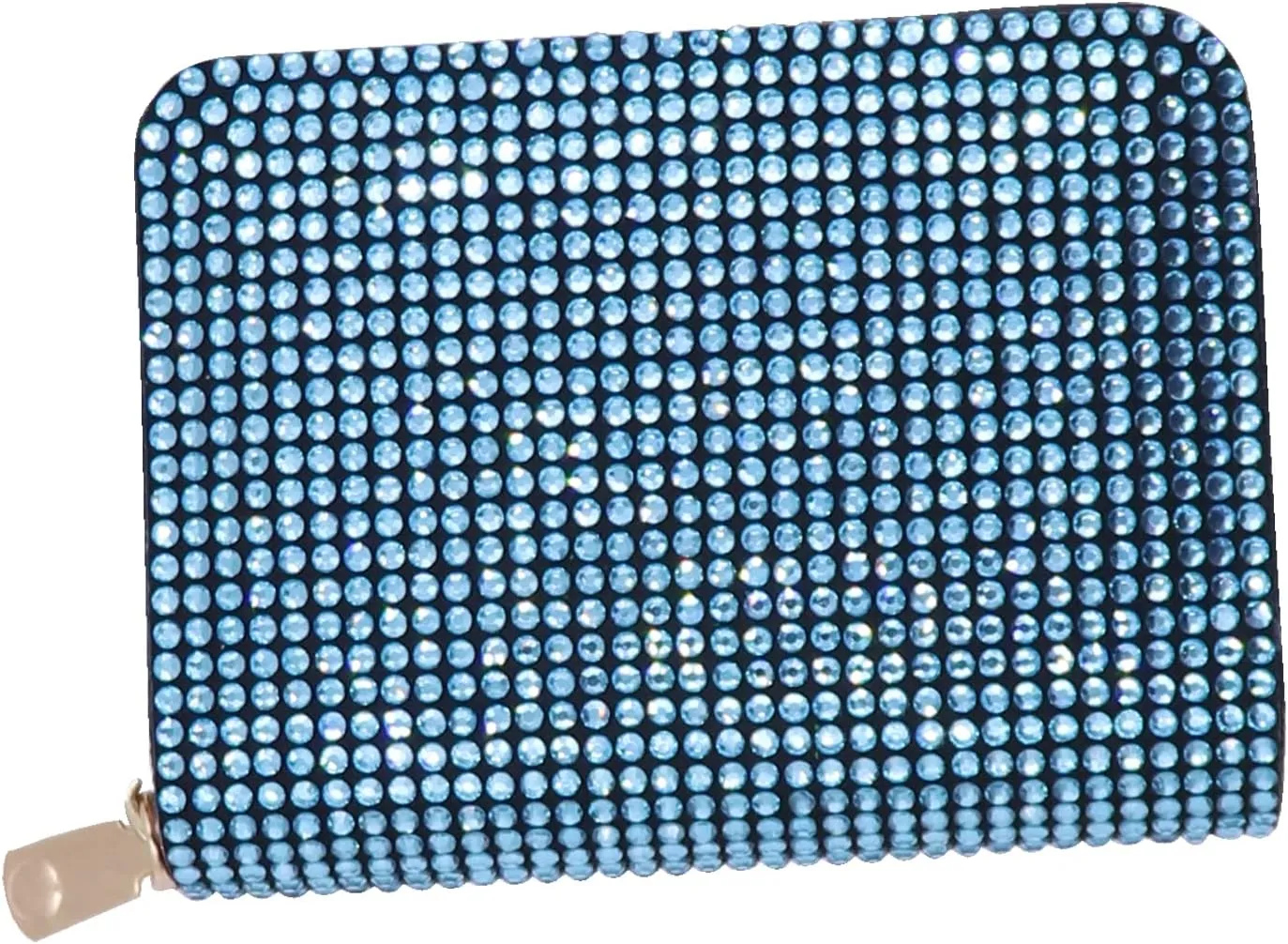 Glitter Rhinestone Wallet Shiny Purse Money Coin Mini Evening Clutch Bag Zipper Card Holder (Color : Blue)
