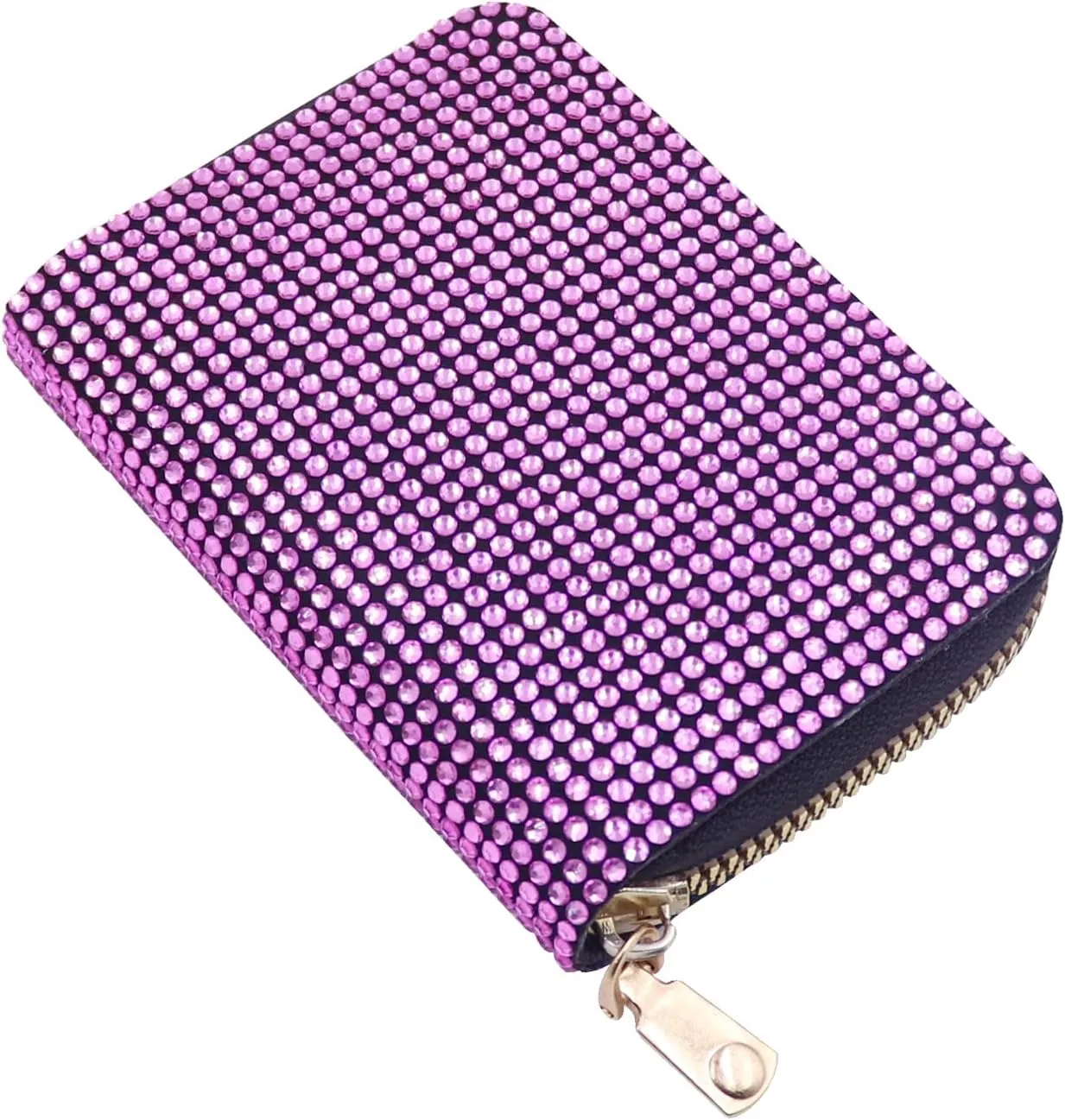 Glitter Rhinestone Wallet Shiny Purse Money Coin Mini Evening Clutch Bag Zipper Card Holder (Color : Pink)