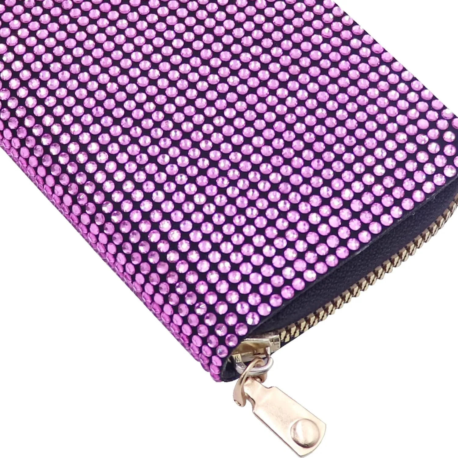 Glitter Rhinestone Wallet Shiny Purse Money Coin Mini Evening Clutch Bag Zipper Card Holder (Color : Pink)
