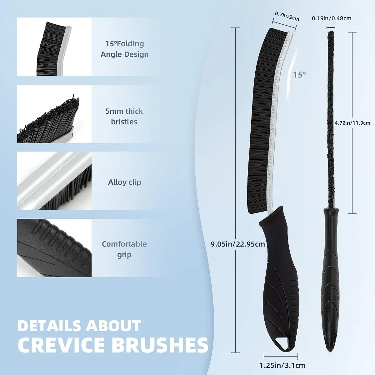 Hard Bristle Crevice Cleaning Brush-Thin Gap Scrub Brush, Small Cleaning Brush, Grout Brush, Kitchen Brush, Cleaning Tools for Toilet, Bathroom, Sink, Home, Household, Window (3, Light Blue)