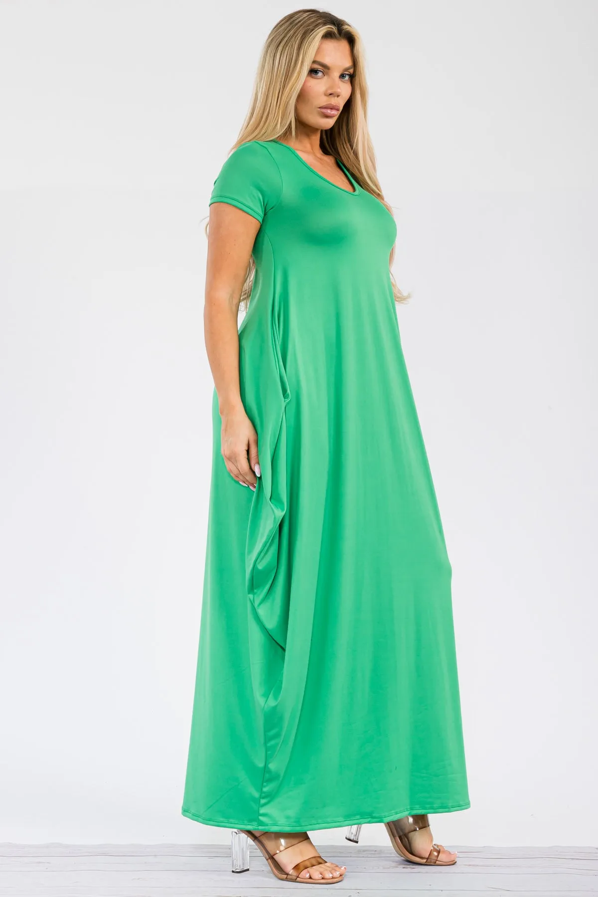HH645X-S - SHORT SLEEVE MAXI DRESS