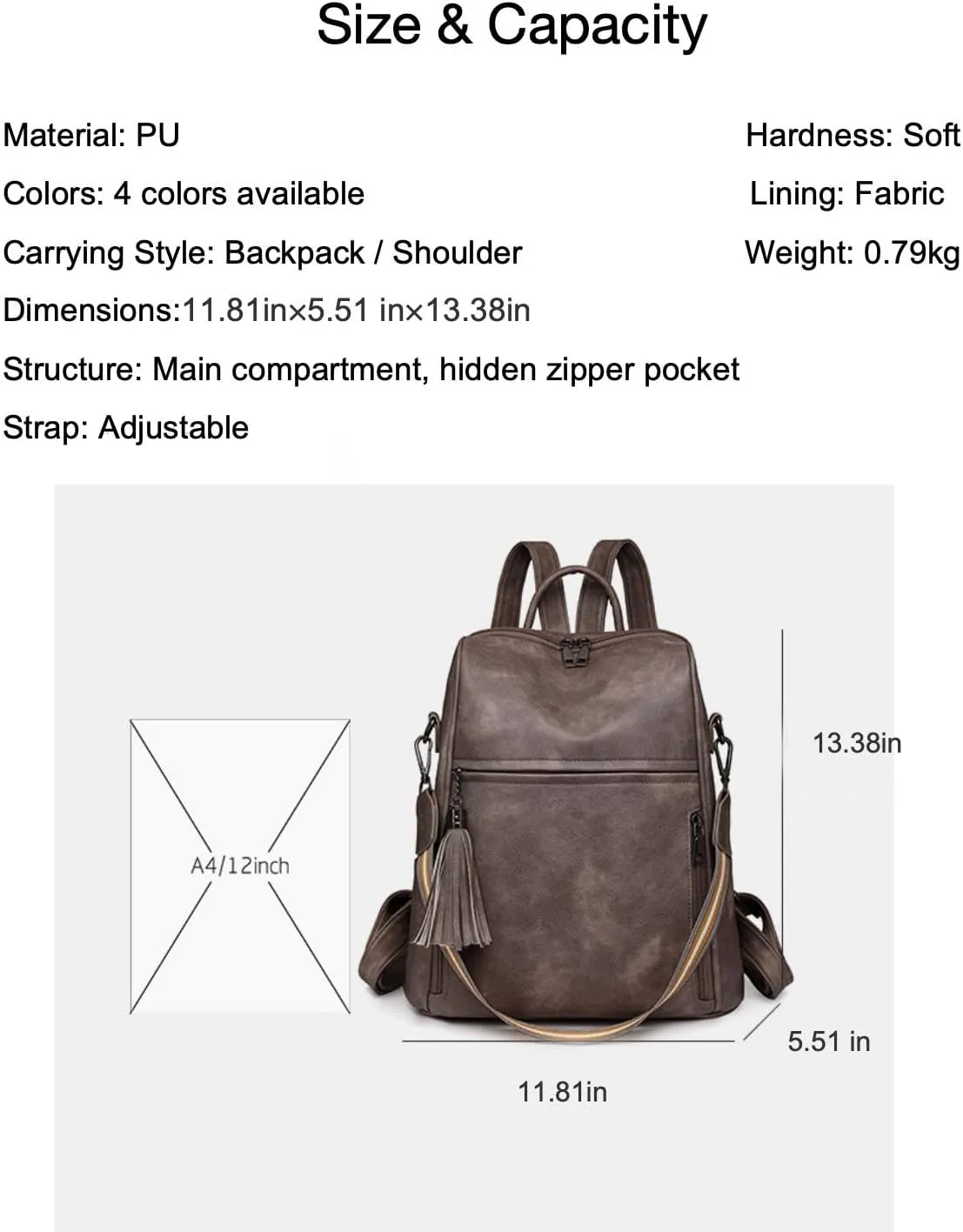 Leather Backpack Purse for Women, Large Designer Travel Backpack, Convertible Shoulder Bag, Fashion Casual Daypack, Backpack for Women Fashion (Gray)