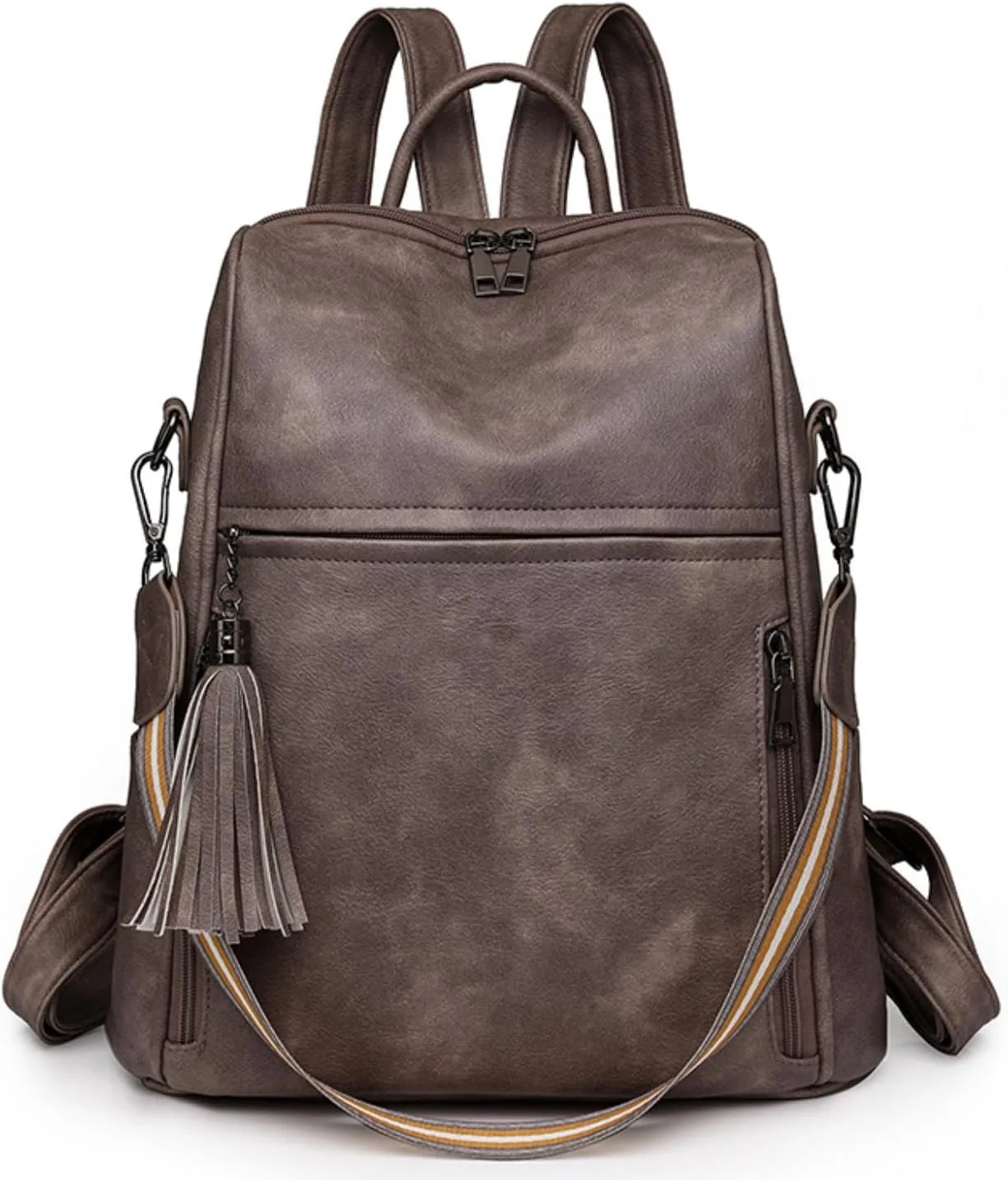 Leather Backpack Purse for Women, Large Designer Travel Backpack, Convertible Shoulder Bag, Fashion Casual Daypack, Backpack for Women Fashion (Gray)