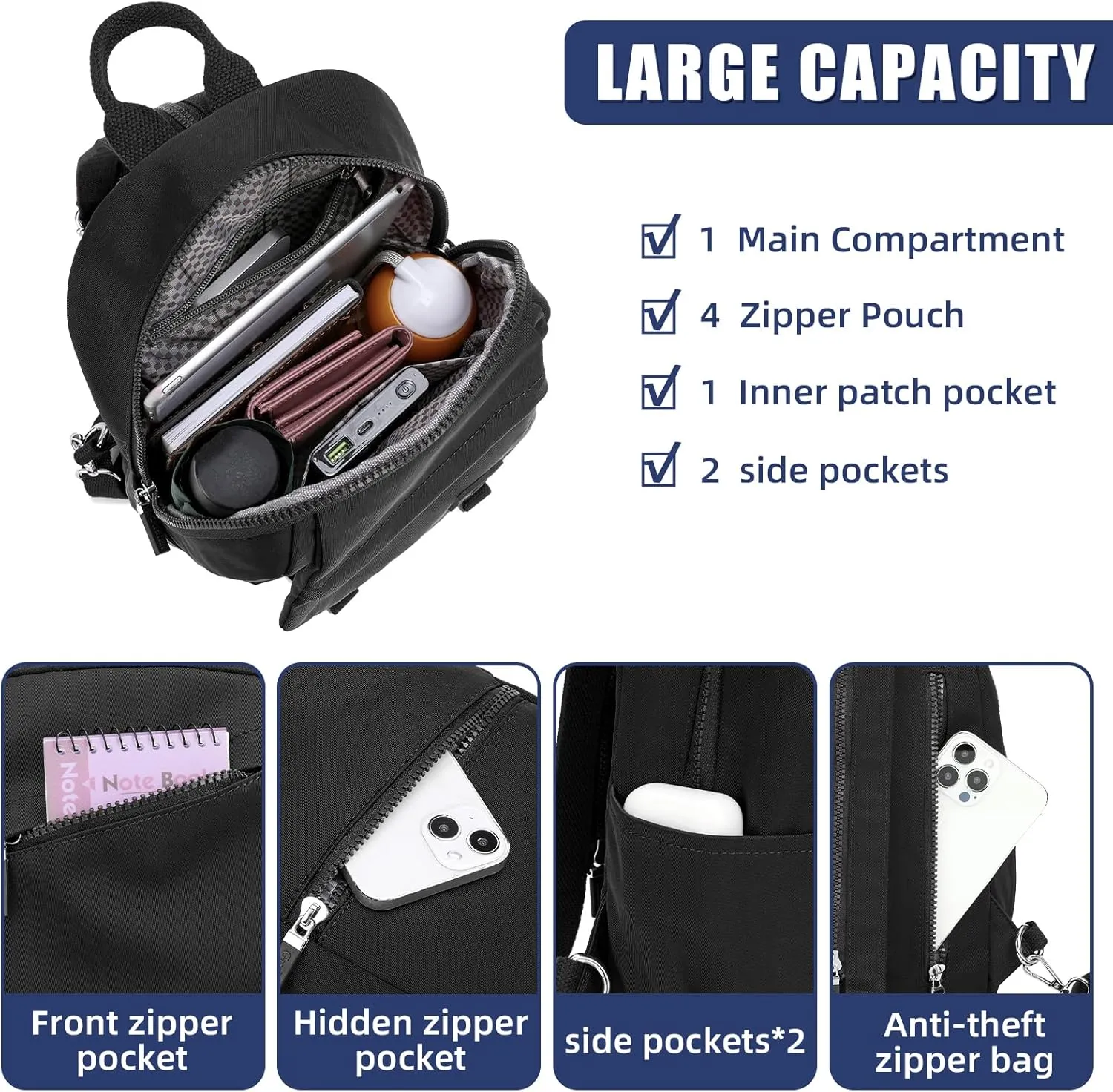 Mini Waterproof Backpack Purse for Women and Men,Small Travel Daypack