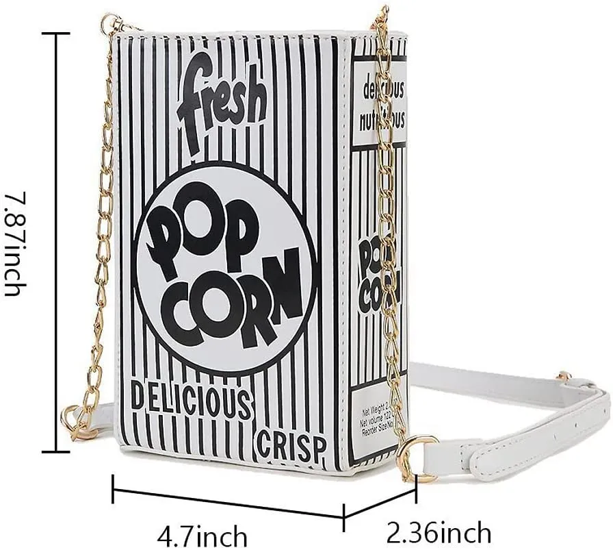 Novelty Fashion Women Crossbody Bag, Popcorn Box Style Clutch Bag for Girl Handbag Shoulder Bag Purse
