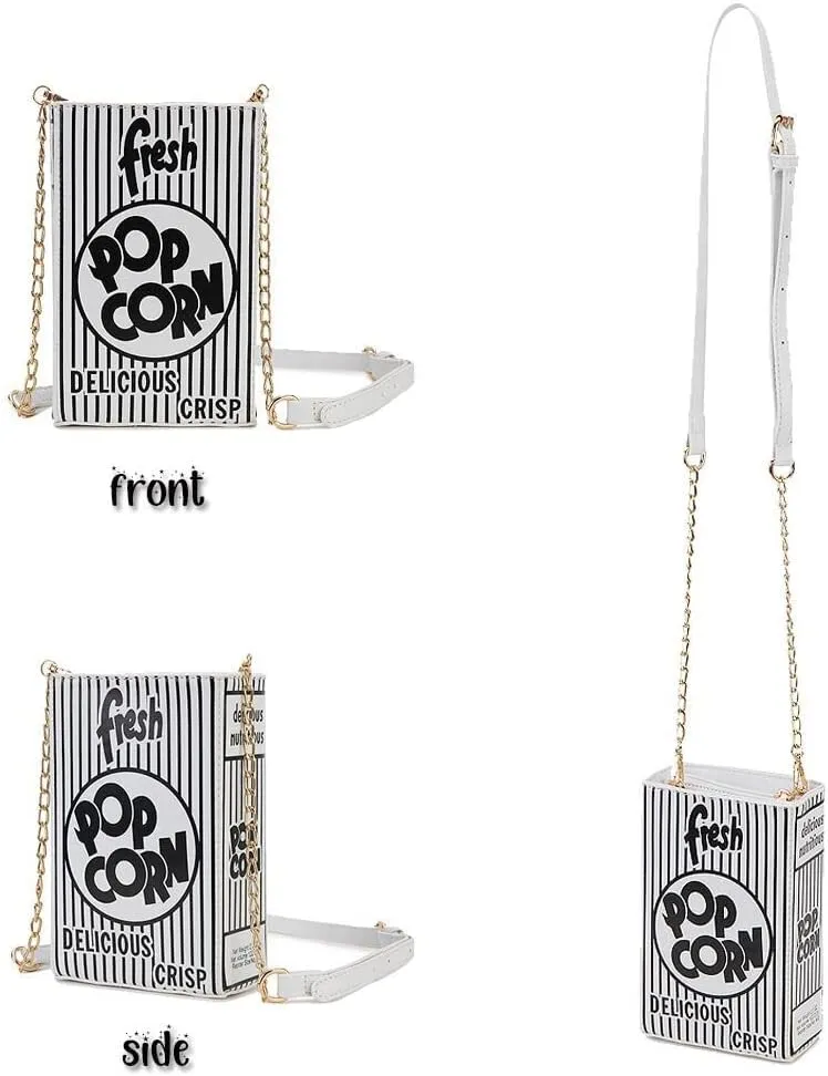 Novelty Fashion Women Crossbody Bag, Popcorn Box Style Clutch Bag for Girl Handbag Shoulder Bag Purse