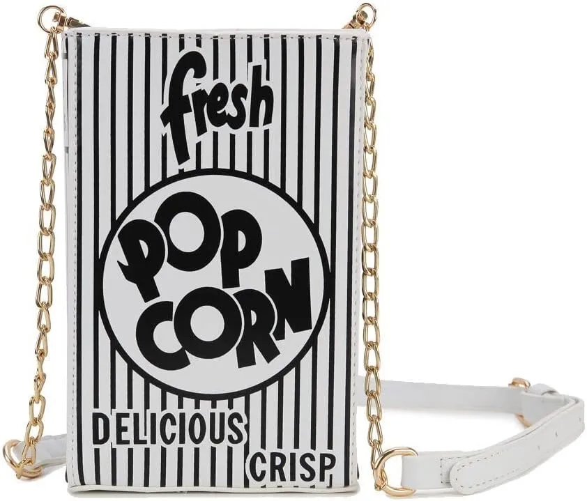 Novelty Fashion Women Crossbody Bag, Popcorn Box Style Clutch Bag for Girl Handbag Shoulder Bag Purse
