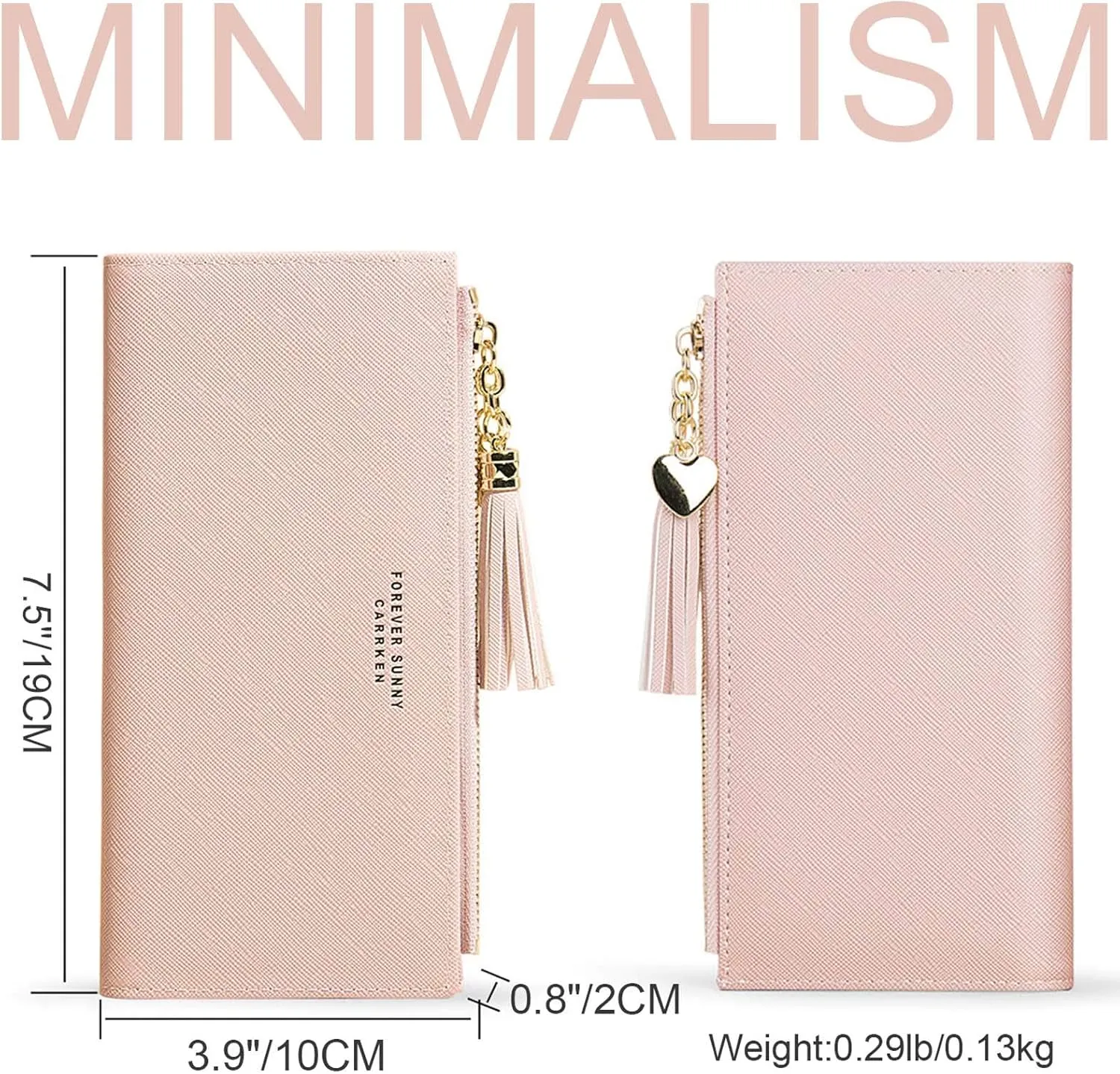 SUMGOGO Slim Wallet for Women Long Tassel Zipper Clutch Purse Handbag Card Case Wallet (Gray)