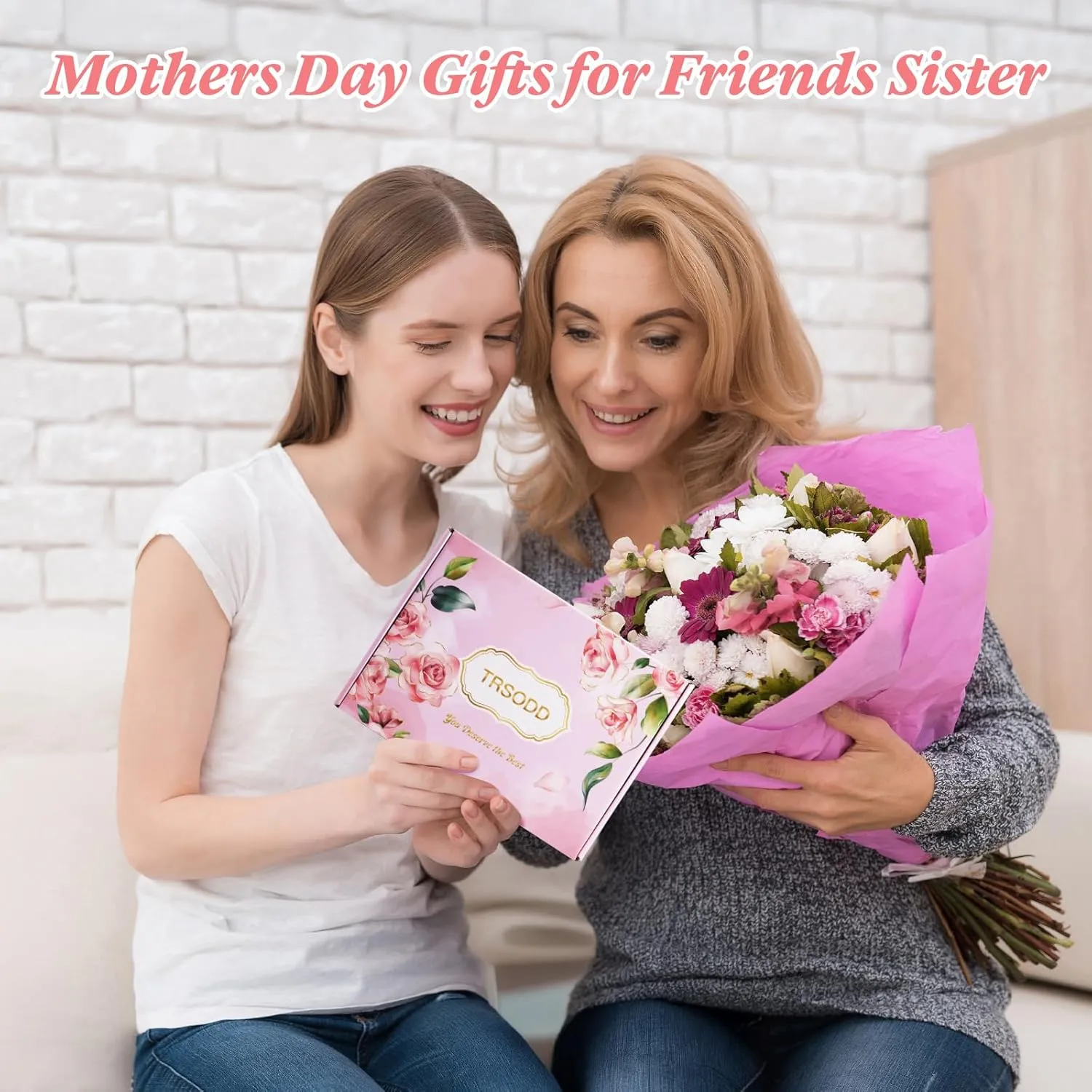TRSODD Mothers Day Gifts for Mom Monogram Large Tote Bag and Makeup Bag Birthday Gifts for Women Wife Grandma Daughter Sister Friends K