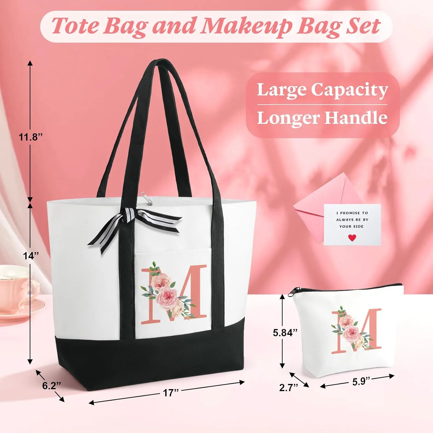 TRSODD Mothers Day Gifts for Mom Monogram Large Tote Bag and Makeup Bag Birthday Gifts for Women Wife Grandma Daughter Sister Friends K